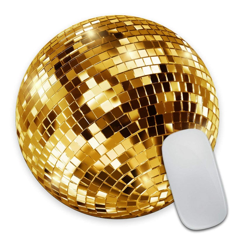 Smooffly Gold Disco Ball Round Mouse Pad Custom, Cute Mouse Pad, Sequin, Disco Coaster Circular for Computers Laptop - Image 1
